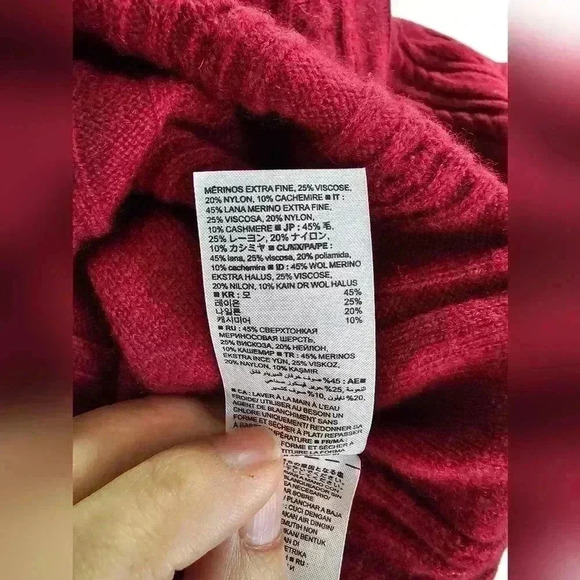 Banana Republic Filpucci Sweater Cable Knit Wool Cashmere Blend Size XL Maroon - Picture 8 of 9